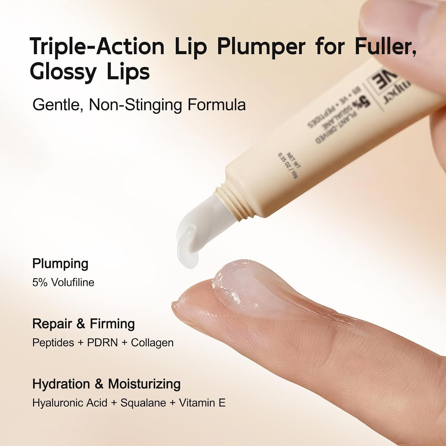 5% Volufiline Lip Serum & Gloss Hydrating Lip Care | Hydrating Lip Care with Shea Butter, Collagen, Peptide & PDRN, No Burning or Tingling, 0.35 Ounce, Clear