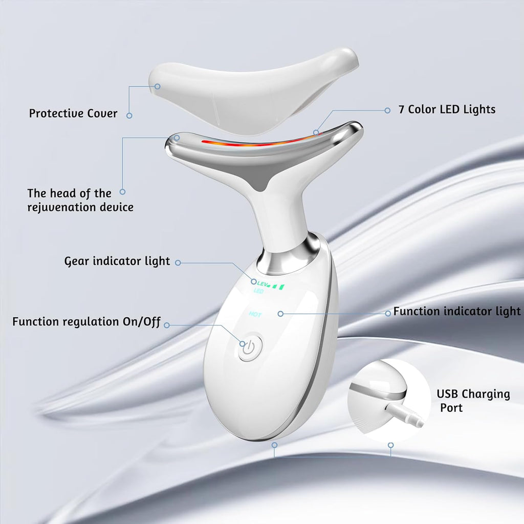 7 in 1 Face Massager Tool, Red Light Therapy for Face and Neck, Red Light Therapy Wand, Face Neck Lift Sculpting Tool for Skin Care, Gifts for Women & Men