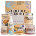 Nurture by Nature Self Care Gifts for Women - Spa Gift Baskets for Women & Relaxation Gifts | at Home Spa Kit | 6 Piece Bath Set with Pillow Spray, Candle, Bath Bomb & Bath Salts