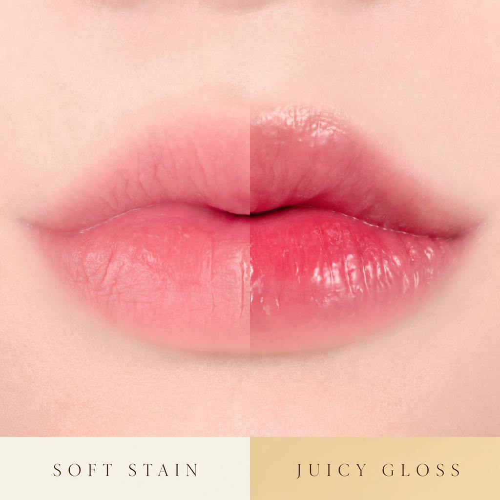 Soft stain versus juicy gloss lip finish comparison