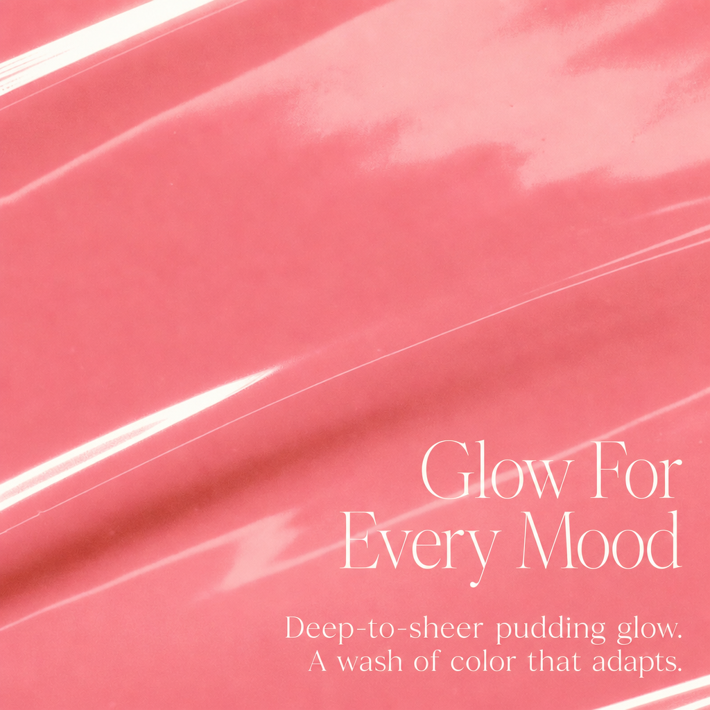 Glossy rose pink Pudding Glow Tint texture macro