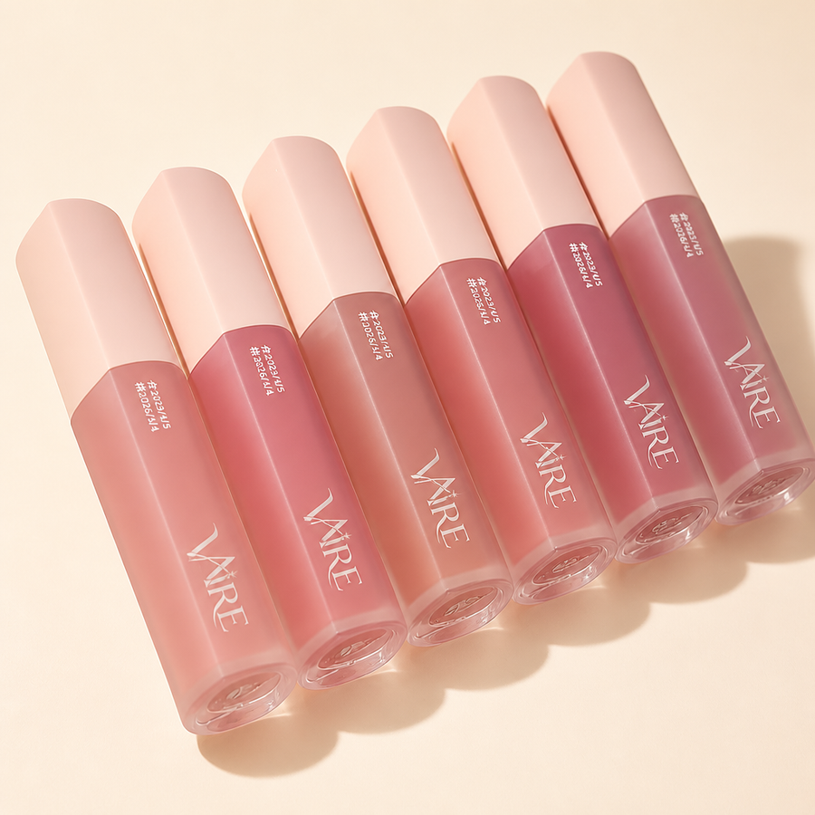 VAIRE BEAUTY Juicy Lasting Tint Set on warm ivory studio background